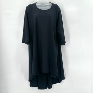 ESHAKTI Tunic Dress Women’s 3X 24W Plus Black High-Low Hem Cotton Knit 3/4 Slv